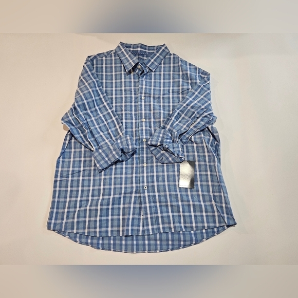 NWT Sonoma Mens sz XXL LONG SLEEVE Shirt Casual Button Down BLUE PLAID Cotton - Picture 1 of 7